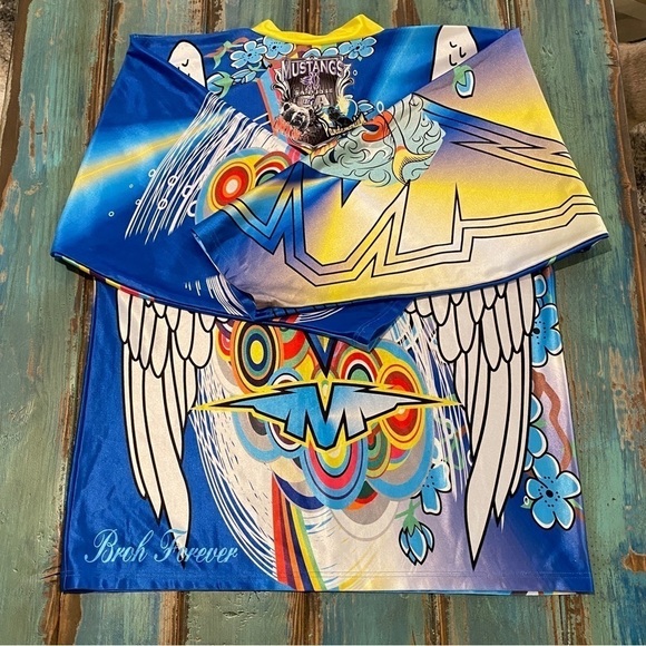 Ace Hockey Jersey Colorful Pinup Angel #28 Mustangs San Jose CA Med Unisex - Picture 4 of 7